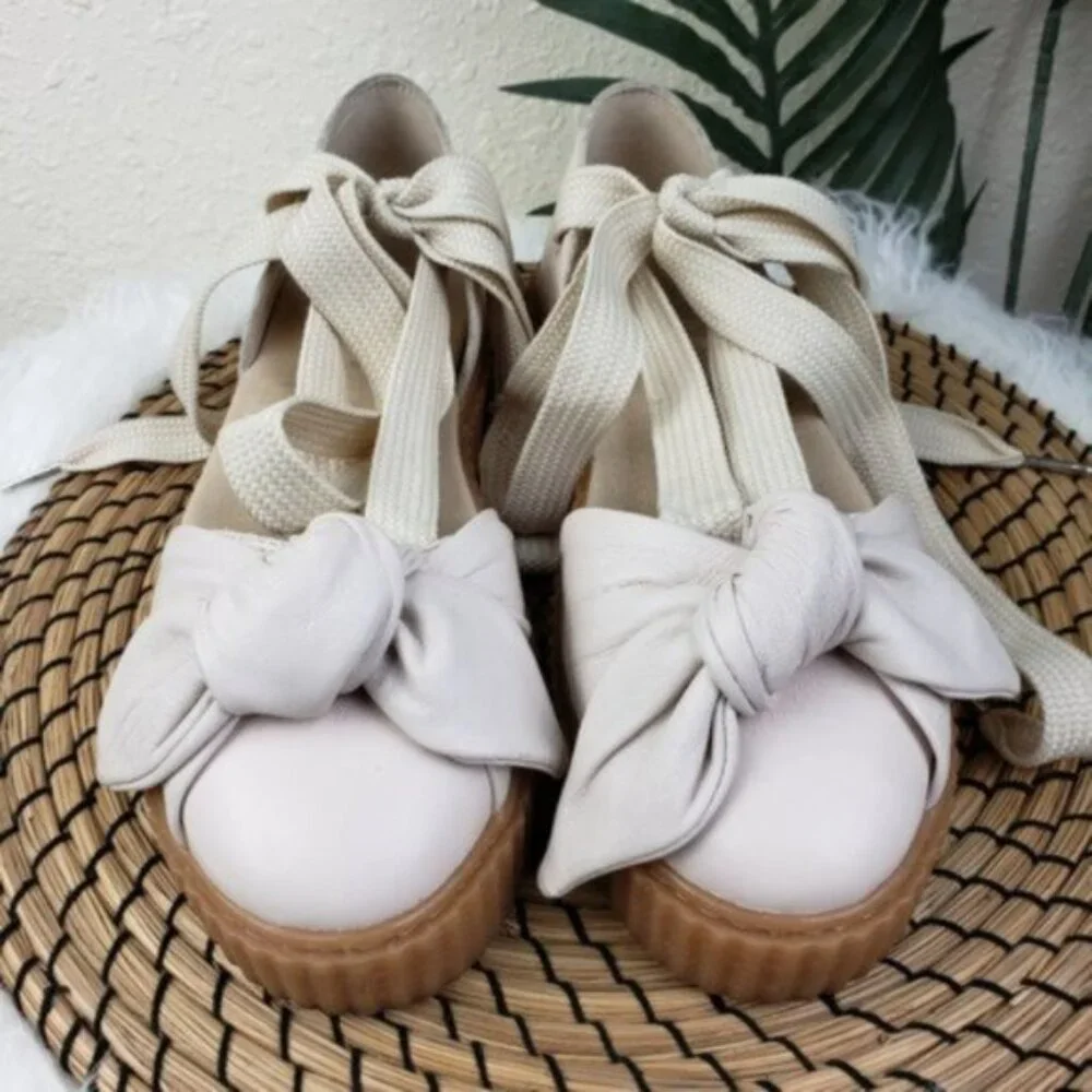 PUMA Fenty by Rihanna Bow Creeper Sandals Leather Cream/Blush pink size 8.5